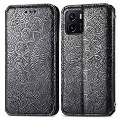 Custodia Portafoglio In Pelle Fantasia Modello Cover con Supporto S01D per Vivo Y10 Nero