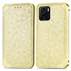 Custodia Portafoglio In Pelle Fantasia Modello Cover con Supporto S01D per Vivo Y10 Oro