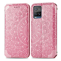 Custodia Portafoglio In Pelle Fantasia Modello Cover con Supporto S01D per Vivo Y21 Oro Rosa