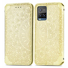 Custodia Portafoglio In Pelle Fantasia Modello Cover con Supporto S01D per Vivo Y21s Oro