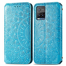 Custodia Portafoglio In Pelle Fantasia Modello Cover con Supporto S01D per Vivo Y32 4G Blu