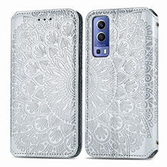 Custodia Portafoglio In Pelle Fantasia Modello Cover con Supporto S01D per Vivo Y52 5G Argento