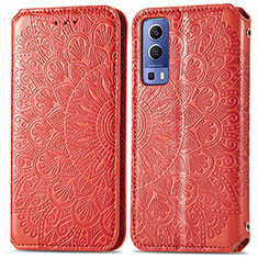 Custodia Portafoglio In Pelle Fantasia Modello Cover con Supporto S01D per Vivo Y52 5G Rosso