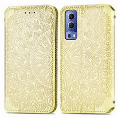 Custodia Portafoglio In Pelle Fantasia Modello Cover con Supporto S01D per Vivo Y72 5G Oro