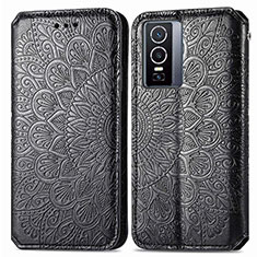 Custodia Portafoglio In Pelle Fantasia Modello Cover con Supporto S01D per Vivo Y76 5G Nero