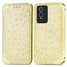 Custodia Portafoglio In Pelle Fantasia Modello Cover con Supporto S01D per Vivo Y76s 5G Oro