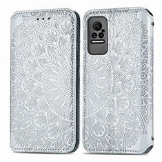 Custodia Portafoglio In Pelle Fantasia Modello Cover con Supporto S01D per Xiaomi Civi 1S 5G Argento