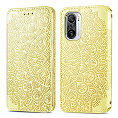 Custodia Portafoglio In Pelle Fantasia Modello Cover con Supporto S01D per Xiaomi Mi 11i 5G Oro