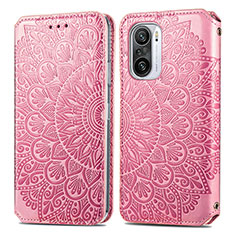 Custodia Portafoglio In Pelle Fantasia Modello Cover con Supporto S01D per Xiaomi Mi 11i 5G Oro Rosa