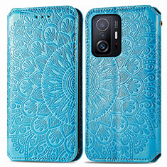 Custodia Portafoglio In Pelle Fantasia Modello Cover con Supporto S01D per Xiaomi Mi 11T 5G Blu