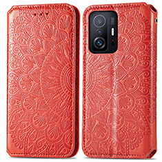 Custodia Portafoglio In Pelle Fantasia Modello Cover con Supporto S01D per Xiaomi Mi 11T 5G Rosso