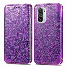 Custodia Portafoglio In Pelle Fantasia Modello Cover con Supporto S01D per Xiaomi Poco F3 5G Viola