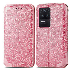 Custodia Portafoglio In Pelle Fantasia Modello Cover con Supporto S01D per Xiaomi Poco F4 5G Oro Rosa