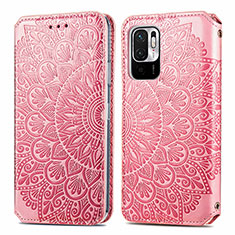 Custodia Portafoglio In Pelle Fantasia Modello Cover con Supporto S01D per Xiaomi POCO M3 Pro 5G Oro Rosa