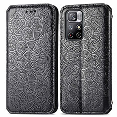 Custodia Portafoglio In Pelle Fantasia Modello Cover con Supporto S01D per Xiaomi Poco M4 Pro 5G Nero