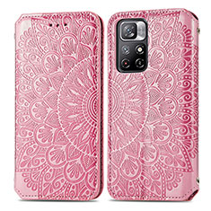 Custodia Portafoglio In Pelle Fantasia Modello Cover con Supporto S01D per Xiaomi Poco M4 Pro 5G Oro Rosa