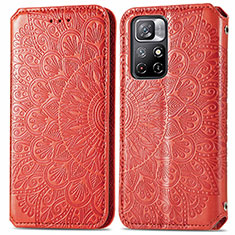 Custodia Portafoglio In Pelle Fantasia Modello Cover con Supporto S01D per Xiaomi Poco M4 Pro 5G Rosso