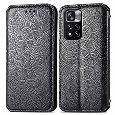 Custodia Portafoglio In Pelle Fantasia Modello Cover con Supporto S01D per Xiaomi Poco X4 NFC Nero