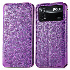 Custodia Portafoglio In Pelle Fantasia Modello Cover con Supporto S01D per Xiaomi Poco X4 Pro 5G Viola