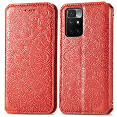 Custodia Portafoglio In Pelle Fantasia Modello Cover con Supporto S01D per Xiaomi Redmi 10 (2022) Rosso