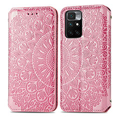 Custodia Portafoglio In Pelle Fantasia Modello Cover con Supporto S01D per Xiaomi Redmi 10 4G Oro Rosa