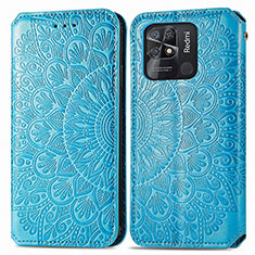 Custodia Portafoglio In Pelle Fantasia Modello Cover con Supporto S01D per Xiaomi Redmi 10 India Blu