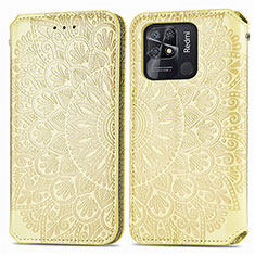 Custodia Portafoglio In Pelle Fantasia Modello Cover con Supporto S01D per Xiaomi Redmi 10 India Oro