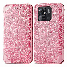 Custodia Portafoglio In Pelle Fantasia Modello Cover con Supporto S01D per Xiaomi Redmi 10 India Oro Rosa