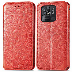 Custodia Portafoglio In Pelle Fantasia Modello Cover con Supporto S01D per Xiaomi Redmi 10 India Rosso