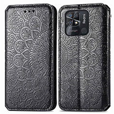 Custodia Portafoglio In Pelle Fantasia Modello Cover con Supporto S01D per Xiaomi Redmi 10C 4G Nero