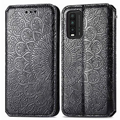 Custodia Portafoglio In Pelle Fantasia Modello Cover con Supporto S01D per Xiaomi Redmi 9 Power Nero