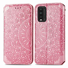 Custodia Portafoglio In Pelle Fantasia Modello Cover con Supporto S01D per Xiaomi Redmi 9 Power Oro Rosa