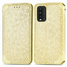 Custodia Portafoglio In Pelle Fantasia Modello Cover con Supporto S01D per Xiaomi Redmi 9T 4G Oro