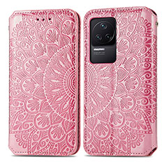 Custodia Portafoglio In Pelle Fantasia Modello Cover con Supporto S01D per Xiaomi Redmi K50 5G Oro Rosa