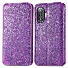 Custodia Portafoglio In Pelle Fantasia Modello Cover con Supporto S01D per Xiaomi Redmi K50 Gaming 5G Viola