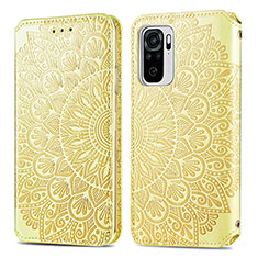 Custodia Portafoglio In Pelle Fantasia Modello Cover con Supporto S01D per Xiaomi Redmi Note 10 4G Oro