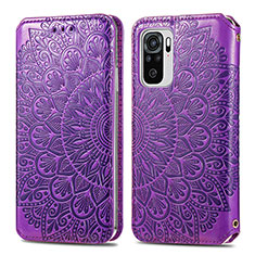 Custodia Portafoglio In Pelle Fantasia Modello Cover con Supporto S01D per Xiaomi Redmi Note 10 4G Viola