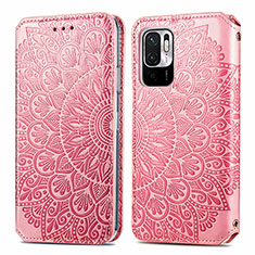 Custodia Portafoglio In Pelle Fantasia Modello Cover con Supporto S01D per Xiaomi Redmi Note 10 5G Oro Rosa