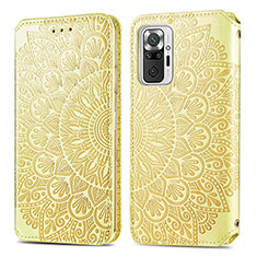 Custodia Portafoglio In Pelle Fantasia Modello Cover con Supporto S01D per Xiaomi Redmi Note 10 Pro 4G Oro