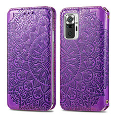 Custodia Portafoglio In Pelle Fantasia Modello Cover con Supporto S01D per Xiaomi Redmi Note 10 Pro 4G Viola