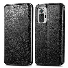 Custodia Portafoglio In Pelle Fantasia Modello Cover con Supporto S01D per Xiaomi Redmi Note 10 Pro Max Nero