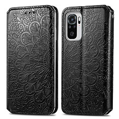 Custodia Portafoglio In Pelle Fantasia Modello Cover con Supporto S01D per Xiaomi Redmi Note 10S 4G Nero