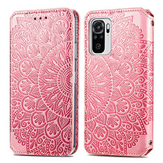 Custodia Portafoglio In Pelle Fantasia Modello Cover con Supporto S01D per Xiaomi Redmi Note 10S 4G Oro Rosa