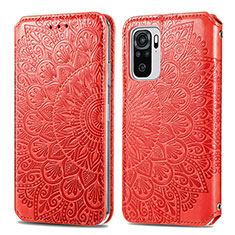 Custodia Portafoglio In Pelle Fantasia Modello Cover con Supporto S01D per Xiaomi Redmi Note 10S 4G Rosso