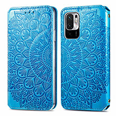 Custodia Portafoglio In Pelle Fantasia Modello Cover con Supporto S01D per Xiaomi Redmi Note 10T 5G Blu