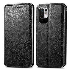 Custodia Portafoglio In Pelle Fantasia Modello Cover con Supporto S01D per Xiaomi Redmi Note 10T 5G Nero