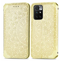 Custodia Portafoglio In Pelle Fantasia Modello Cover con Supporto S01D per Xiaomi Redmi Note 11 4G (2021) Oro