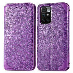 Custodia Portafoglio In Pelle Fantasia Modello Cover con Supporto S01D per Xiaomi Redmi Note 11 4G (2021) Viola