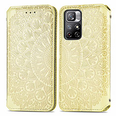 Custodia Portafoglio In Pelle Fantasia Modello Cover con Supporto S01D per Xiaomi Redmi Note 11 5G Oro