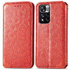 Custodia Portafoglio In Pelle Fantasia Modello Cover con Supporto S01D per Xiaomi Redmi Note 11 Pro+ Plus 5G Rosso